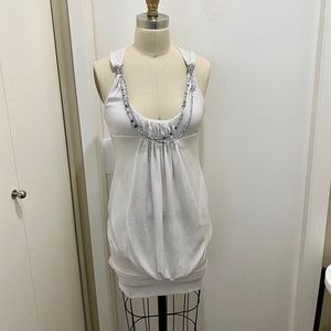 Miss Sixty Necklace Mini Tank Dress Pearl White XS